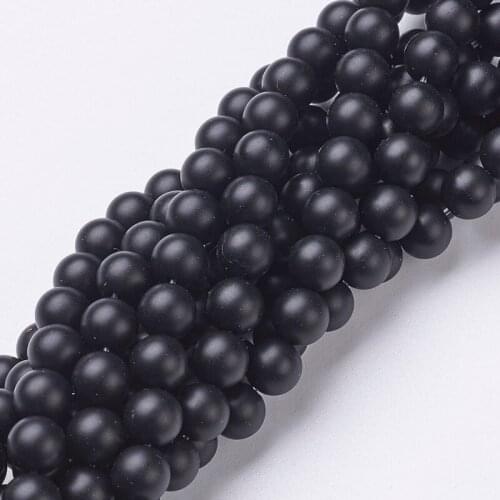 10 Strands 4 6 8mm Round Frosted Natural Black Beads Strands for Jewelry Making DIY Bracelet Necklace Dyed & Heated