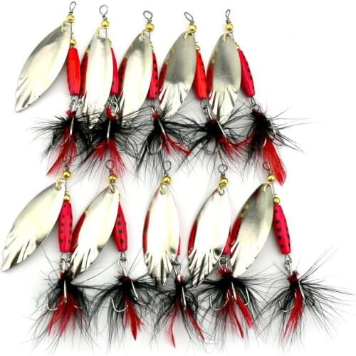 10PCS/set 4# fishing hooks hard metal sequin spinner spoon fishing lures bass wobbler fishing baits isca de pesca fishing tackle