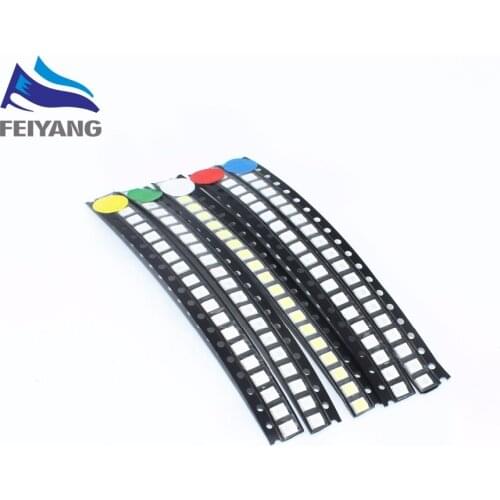 100PCS/LOT 2835 SMD White Red Blue Green Yellow 20pcs each Super Bright 2835 3528 SMD LED Diodes Package Kit