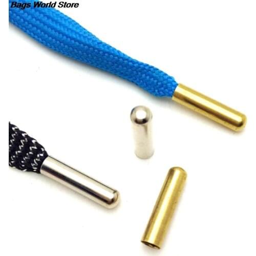 20pcs Seamless Metal Shoelaces Tips Head Replacement Repair Aglets DIY Sneaker Kits Silver Gold Colors Shoe Accessories 4x20mm