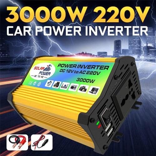 3000w Solar Power Inverter Dc12 / 24 To Ac 220v Portable Car Power Inverter Charger Converter Adapter 2 Usb Adapter Sockets