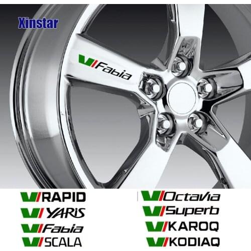 4pcs Car Rim Wheel Sticker For Skoda MK2 Kamiq Fabia Rapid Kodiaq Octavia Superb Scala Karoq