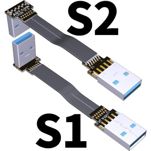 ADT-Link USB 3.0 Cable USB to USB Type A Male to Male Extension Cable Super Speed HDD 90/270 degree Angle Up/Down Angled Cord
