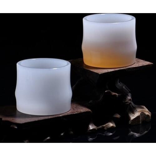 White Jade Porcelain Tea Bowl 50ml Ceramic Bamboo Slub Cup Master Cups Chinese Kung Fu Teaware Small Puer Bowls Teacup Creative