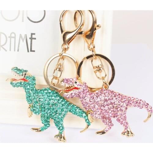 Dinosaur Dragon Key Chain Rhinestone Crystal Pendant Charm for Handbag Purse Bag Carkey Gift