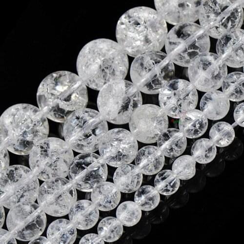 6-16mm Natural Round Crackle White Rock Quartz Beads For Jewelry Making Beads Bracelets 15inch Needlework DIY Beads Trinket