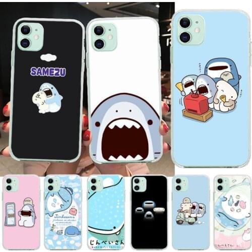 CUTEWANAN Kawaii Samezu Shark TPU Soft Silicone Phone Case Cover for iPhone 11 pro XS MAX 8 7 6 6S Plus X 5S SE 2020 XR cover