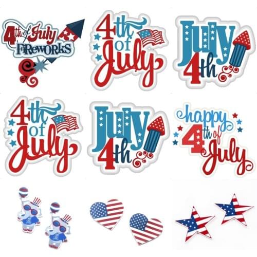 Fourth of July Independence Day Acrylic Craft Supplies Flat Back Custom Planar Resins DIY Hair Bows Phone Decoration