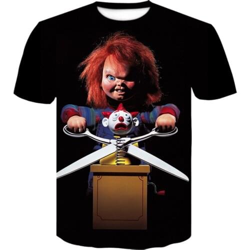 Off white joker 3d tshirt horror movie Chucky T shirt Fashion clown Short sleeve Cartoon Men/women Tshirt Streetwear tops
