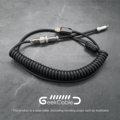 GeekCable Handmade Customized Mechanical Keyboard Cable USB Spiral Data Cable Black Entry Model Basic Model Extension Cable