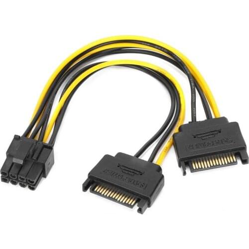 10pcs Sata Cable Dual 15pin to Graphics Card 6+2pin Graphics Card 8pin Power Extension Cable for Laptop Desktop Supplies