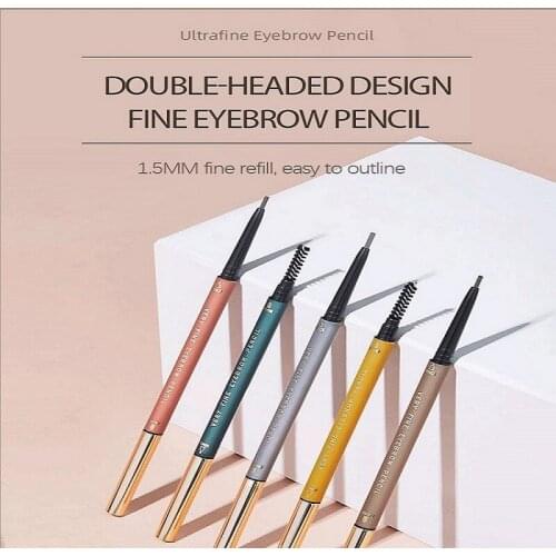 NEW Drawing Double Head Eyebrow Pencil 5 Color Waterproof Ultra Fine Rotatable Eyebrow Tattoo Pen Makeup Brush Cosmetics TSLM2