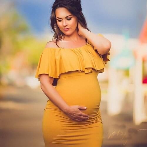 KDAPPAREL Off Shoulder Maternity Dresses