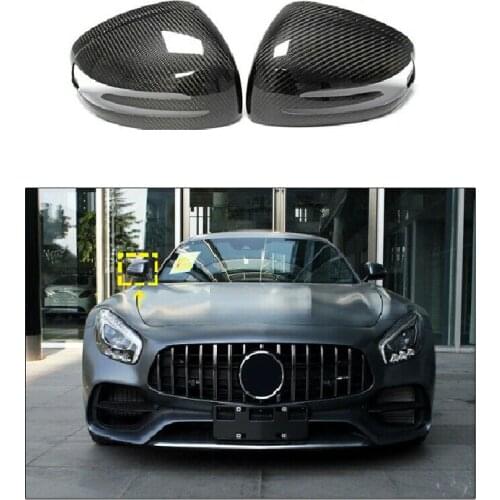 2pcs Dry Carbon Fiber Side Mirror Cover Caps Fit For Mercedes Benz R172 SLK SLC SL AMG GT Add-on Style