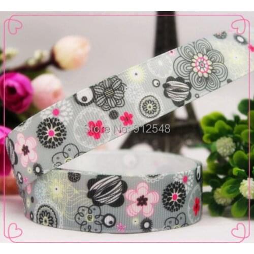 1411110,22mm Cartoon flower Series Printed grosgrain ribbon, DIY handmade materials, wedding gift wrap