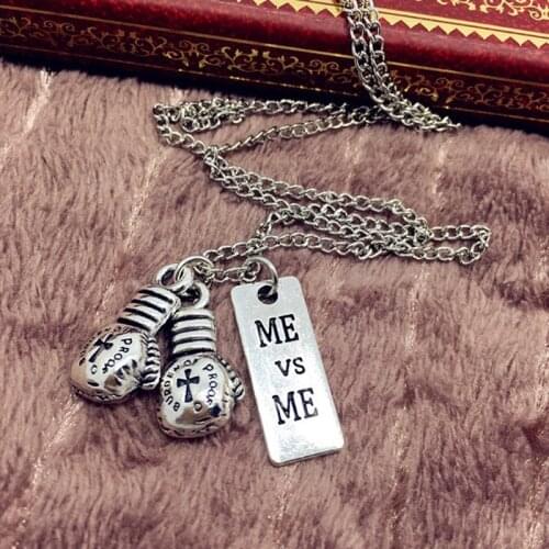 Fashion Men Women Stainless Steel Sport Boxing Gloves ME to ME Pendant Necklace Jewelry Sports Lover Gifts