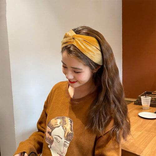 Single Layer Flannel Cross Hairband Gold Velvet Headbands Solid Color Wide Head Wrap Outdoor Anti-sweat Sports Turban Headwear