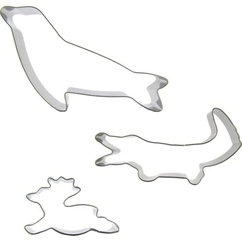 Deer, Sea lions, Crocodiles shaped 3 piece biscuit cutting molds, baking tools, cake decorating soft candy tools