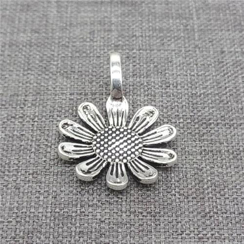 2pcs of 925 Sterling Silver Sunflower Charms Sun Flower for Bracelet Necklace