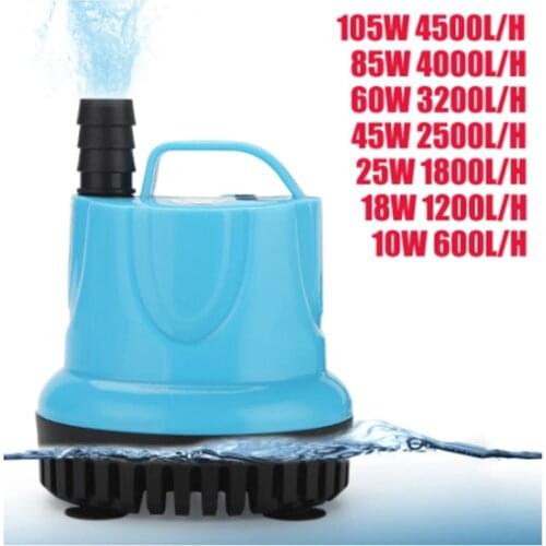 600-4500L/H Submersible Water Pump 220V Aquarium Fish Pond Tank Spout Marin Temperature Control Clean 10/18/25/45/60/85/105W