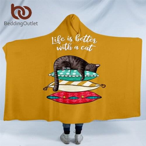 BeddingOutlet Cat Rat Hooded Blanket Cartoon Animal Sherpa Fleece Wearable Blanket Colorful Bedding Decorative Mantas De Cama