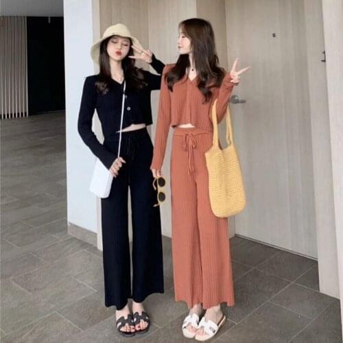 Casual Two Pieces Set Tracksuit Women Long Sleeve Cardigan Jacket and Pant Suits 2 Piece Suit Womens Outfits Matching Sets Y463