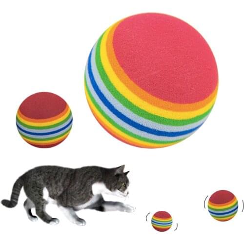 Rainbow Cat Ball Toy For Cat Toys Interactive Pet Kitten Scratch Natural Colorful EVA Foam Ball Training Cat Supplies Product
