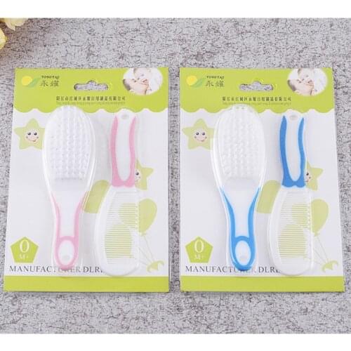 2pcs Portable Soft Newborn Baby Hair Brush Comb Hairbrush Sets Head Massager New