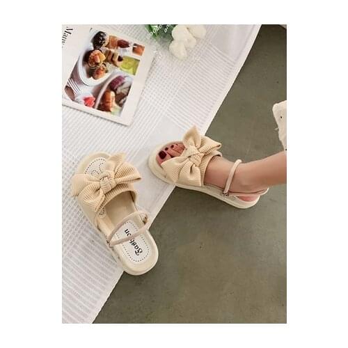 Sweet Sandals for Women Summer Flat Fairy Style 2021 New Minor Roman Thick Soles Two Wear Cool Slips with Soft Soles