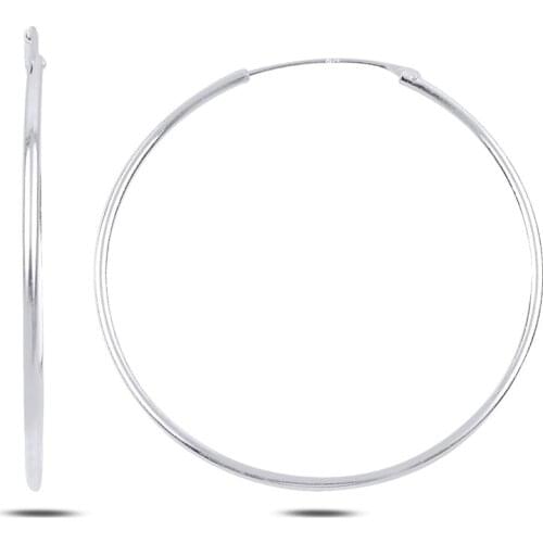 Silver 925 Sterling 45mm Simple Ring Earrings