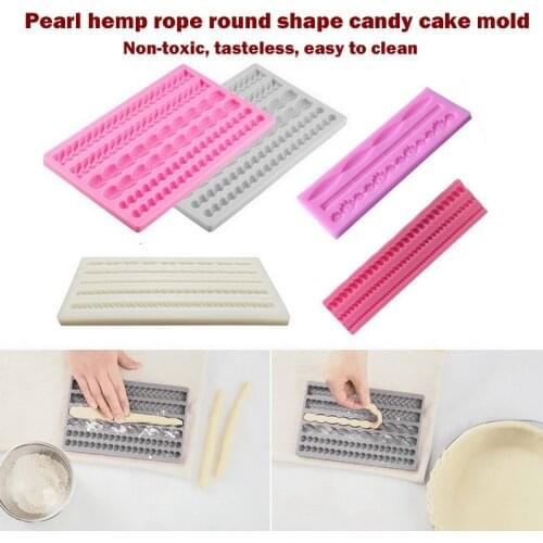 3D Pearl Knit Rope Silicone Fondant Mould Cake Border Decorating Molds Gumpaste Kitchen DIY Baking Decorating Cake Tools Hot
