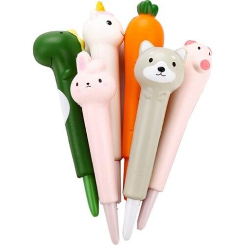 Cute Stress Relief Pen Slow Rising Foam Squeeze Anxiety Reliever Toys Gel Pen,Assorted,6 Count