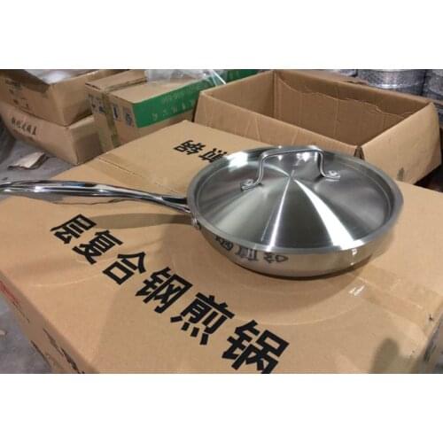 Thick stainless steel five-layer flat bottom non-stick frying pan household multi-function pancake steak egg omelette pan