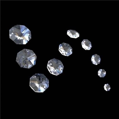 14mm Octagon Beads 50 Pieces Crystal Glass Clear Color For Garlands DIY Lighting Parts