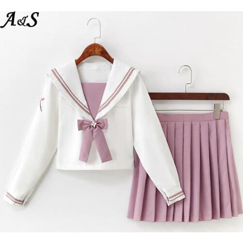 Anbenser Japanese Pink JK Uniforms College Middle School Students Sailor Uniforms JK Uniforms Anime Cospaly Students Clothing