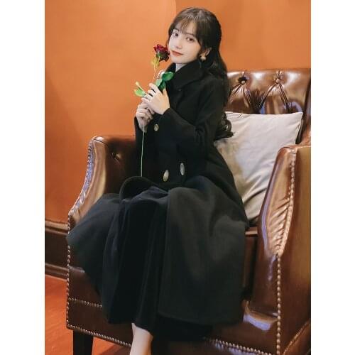 2020 new fashion womens clothing Turn-down Collar Double Breasted Full coats and jackets women wool coat women