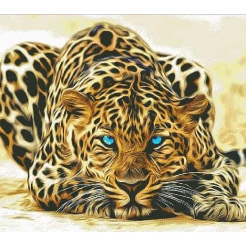 Animals, leopards, fierce Handmade Needlework Embroidery DIY Cross Stitch Kits Crafts 14CT Unprinted Home decor wall Arts