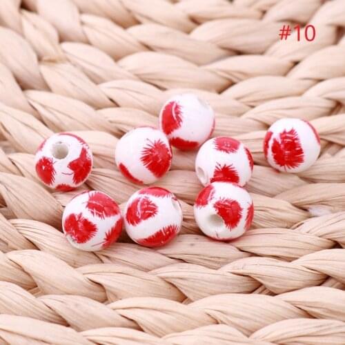 Hot Sale 20pcs 8mm Round Shape Ceramic Beads Porcelain Beads Straight Hole Flower Spacer Beads Handmade DIY Jewelry Making