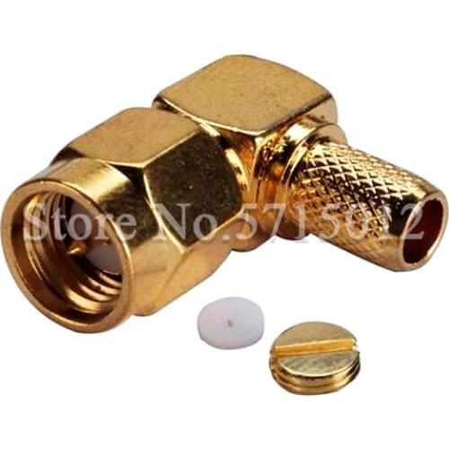 5PCS SMA RF Coaxial Connector Joint SMA-JWC-3 90 Degree Male Interface For Connect RG58 RG400 50-3 Cable Terminal Adapter