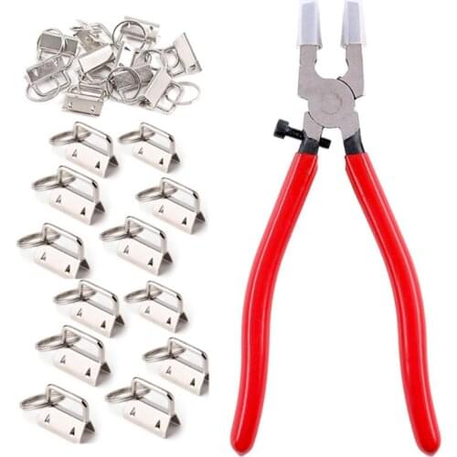 50pcs 1 Inch Key Fob Hardware Set with Split Rings Pliers for DIY Wristlet Clamp
