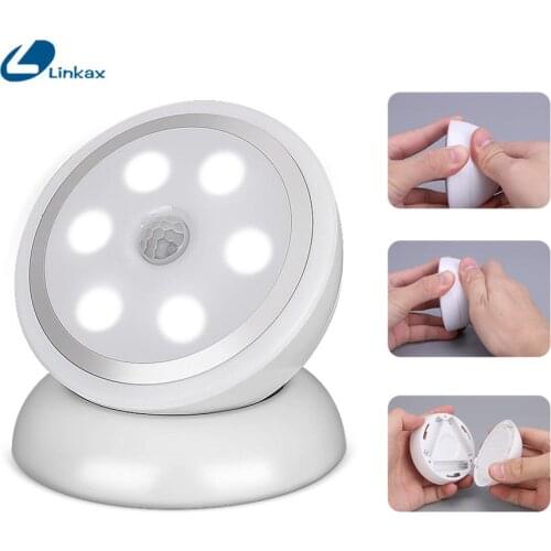 6 LEDs Motion Activated Sensor Light Lamp 120 Degree Rotation Wall Lamps AAA battery White Porch Lights Indoor Outdoor Lighting