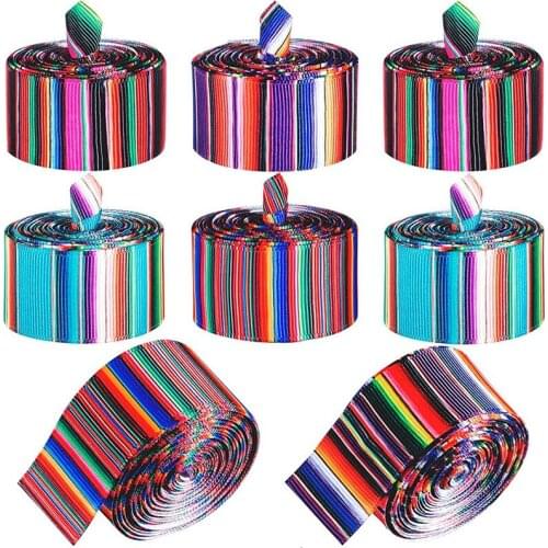 8 Rolls Of Ribbon Mexican Rainbow Stripes Party Gift Decoration Ribbon Holiday Decoration Packaging Ribbon For DIY Craft