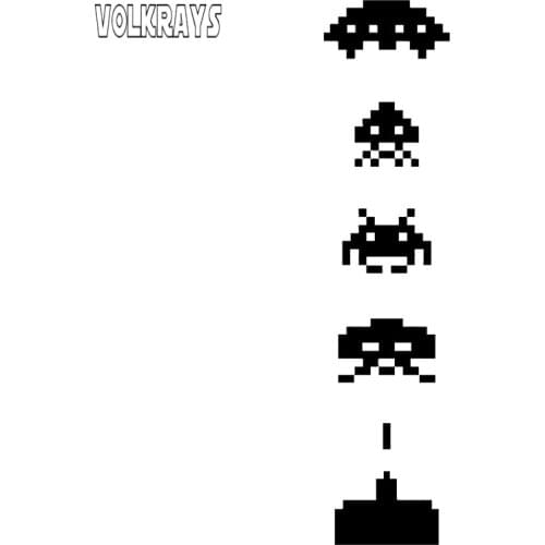 Volkrays Creative Car Sticker Space Invaders Accessories Reflective Waterproof Sunscreen Vinyl Decal Black/White,17cm*3cm