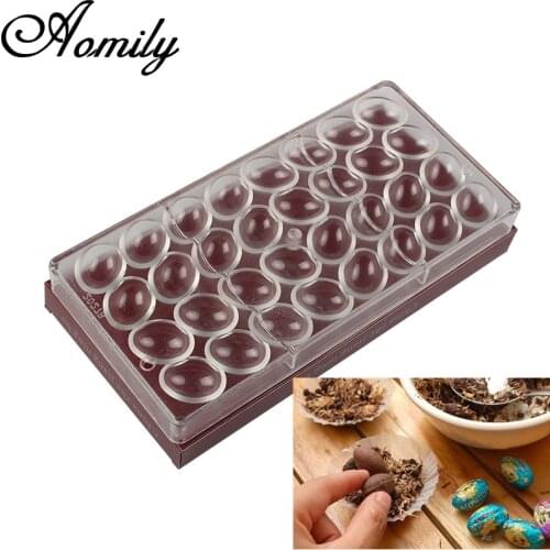 Aomily 32 Half Ellipse Egg Shape Clear Hard Chocolate Mold DIY Fondant Tool Baking Polycarbonate Candy Maker Cake Mousse Mould