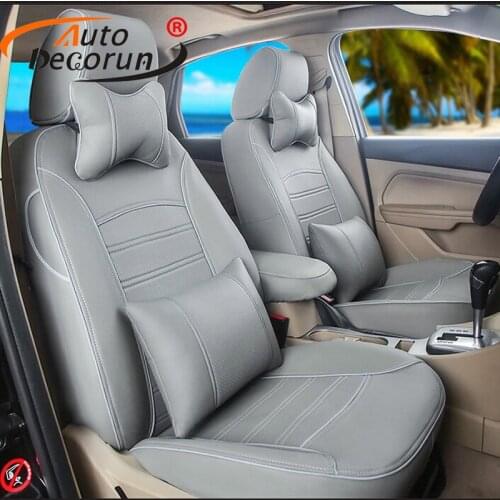 AutoDecorun PU leather car seats for toyota rav4 accessories seat covers set for cars protectors headrest covers split benches