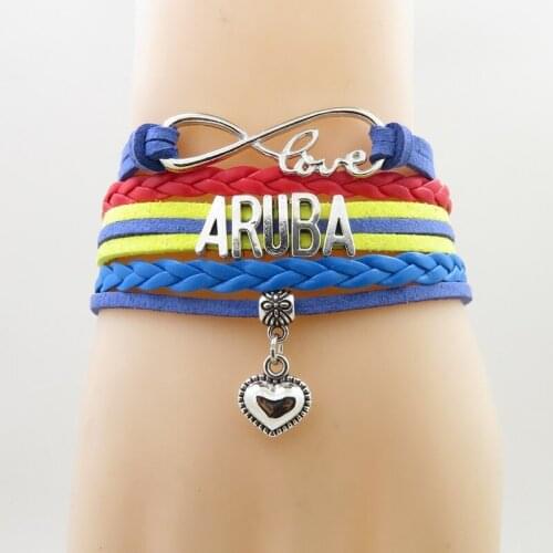 Infinity love aruba Bracelet heart Charm aruba national flag bracelets & bangles for Woman and man jewelry
