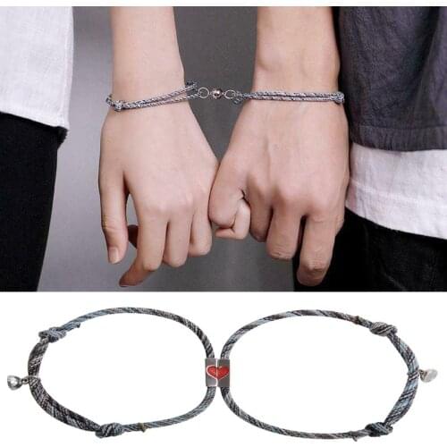 2pcs Love Magnetic Attraction Couple Bracelet Fashion Bracelet Wrist Chain Bracelet for Men Women Jewelry Gift Glamour Design