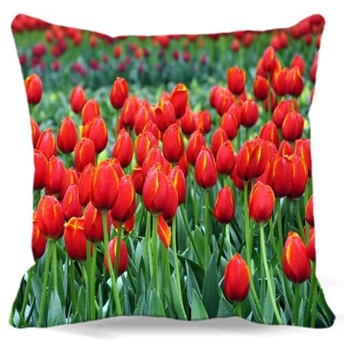 Natural Flowers Cotton Polyester Throw Pillow Case For Office/Cedroom/Car/H
