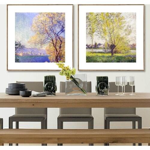 Spray Color Natural Scenery Ocean Field Lotus Flower Boat Rock Tree Canvas Painting Wall Picture Poster Living Room Decoration