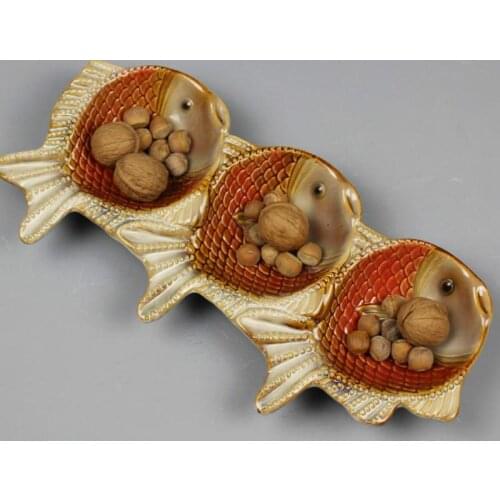 Home ceramic crafts storage tray with fish fruit tray soap box